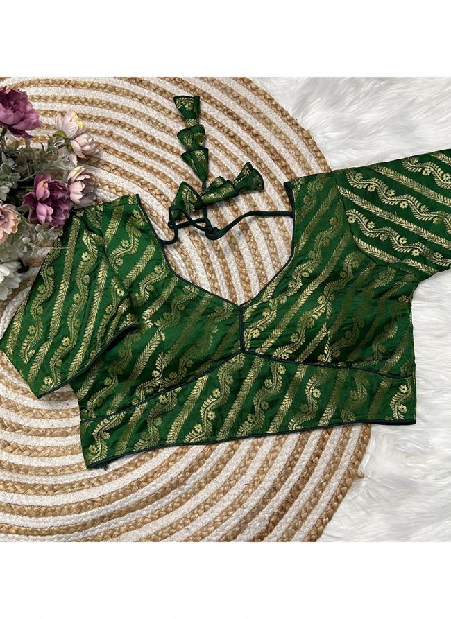 Banarasi Silk Green Wedding Wear Weaving Readymade Blouse
